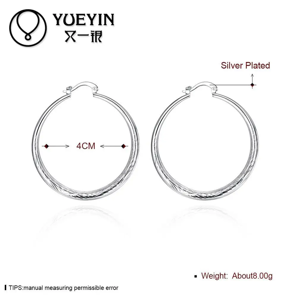 New fashion elegant silver plated hoop earrings for women wedding party hot sale | Украшения и аксессуары