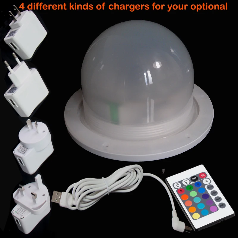 24 светодиодный s на батарейках D12cm 5v 1a дистанционный многоцветный Rgb светодиодный водонепроницаемый светодиодный светильник источник прямого зарядного устройства 20 шт./лот
