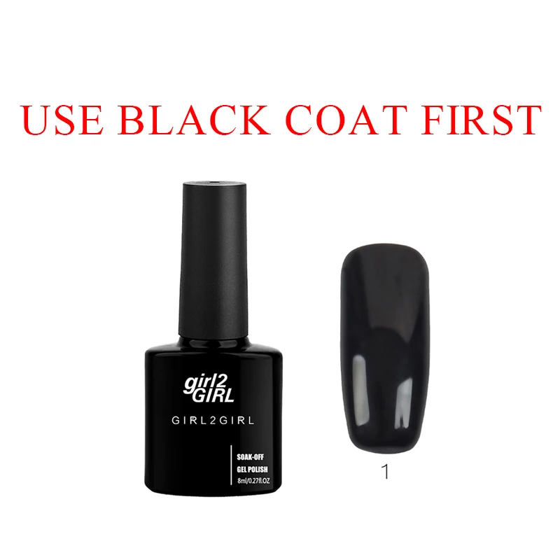 Black Coat Гель-лак для ногтей GIRL2GIRL 4D CATEYE новые цвета - Цвет: Black Coat