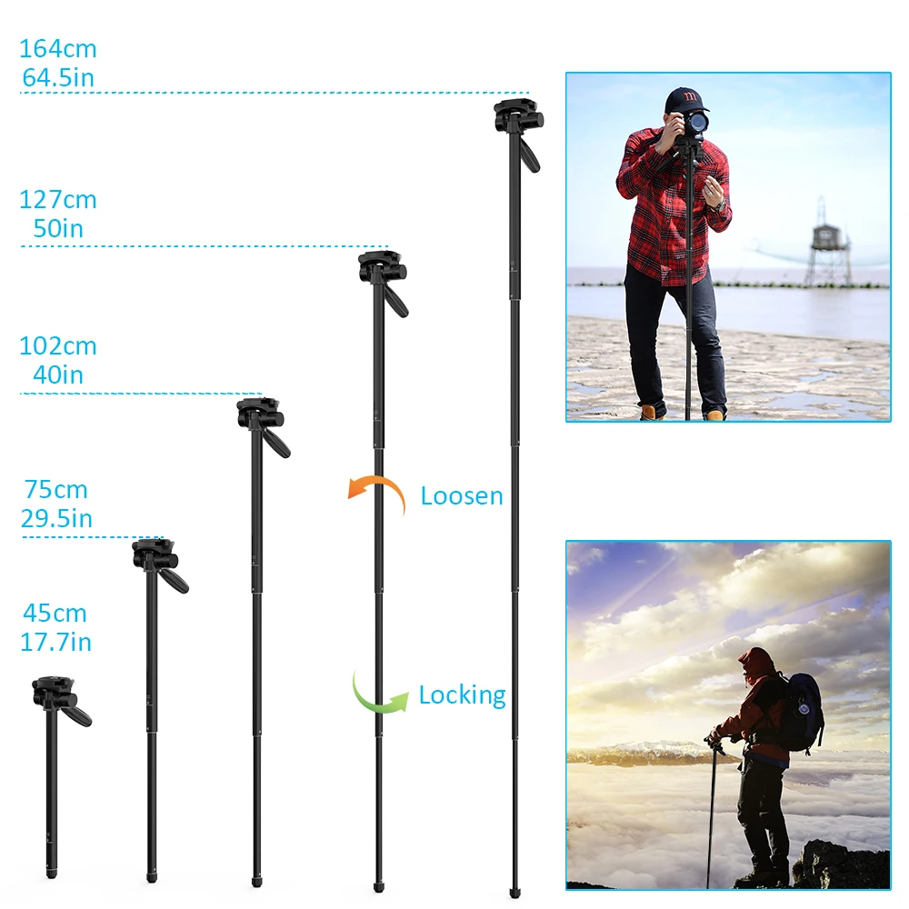 Штатив монопод для камеры Andoer портативный легкий Трипод путешествий с сумкой