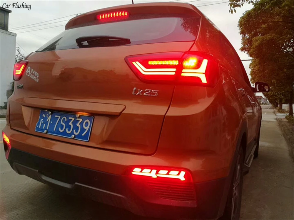Автомобильный мигающий 1 комплект, Автомобильный задний фонарь в сборе, тормозной сигнал поворота, задний фонарь заднего хода, комплект огней для hyundai Creta IX25