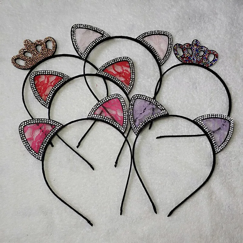 Кружевные стразы Хрустальная корона кошачьи уши лисы головная повязка милые