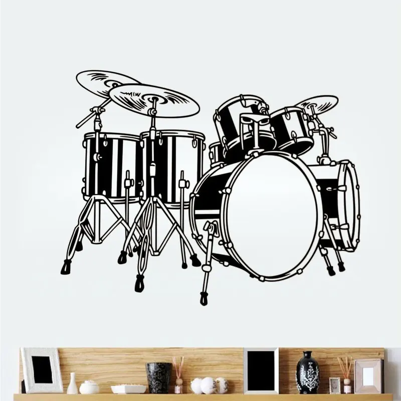 Виниловая наклейка на стену в виде барабана для творчества комнате аппликация