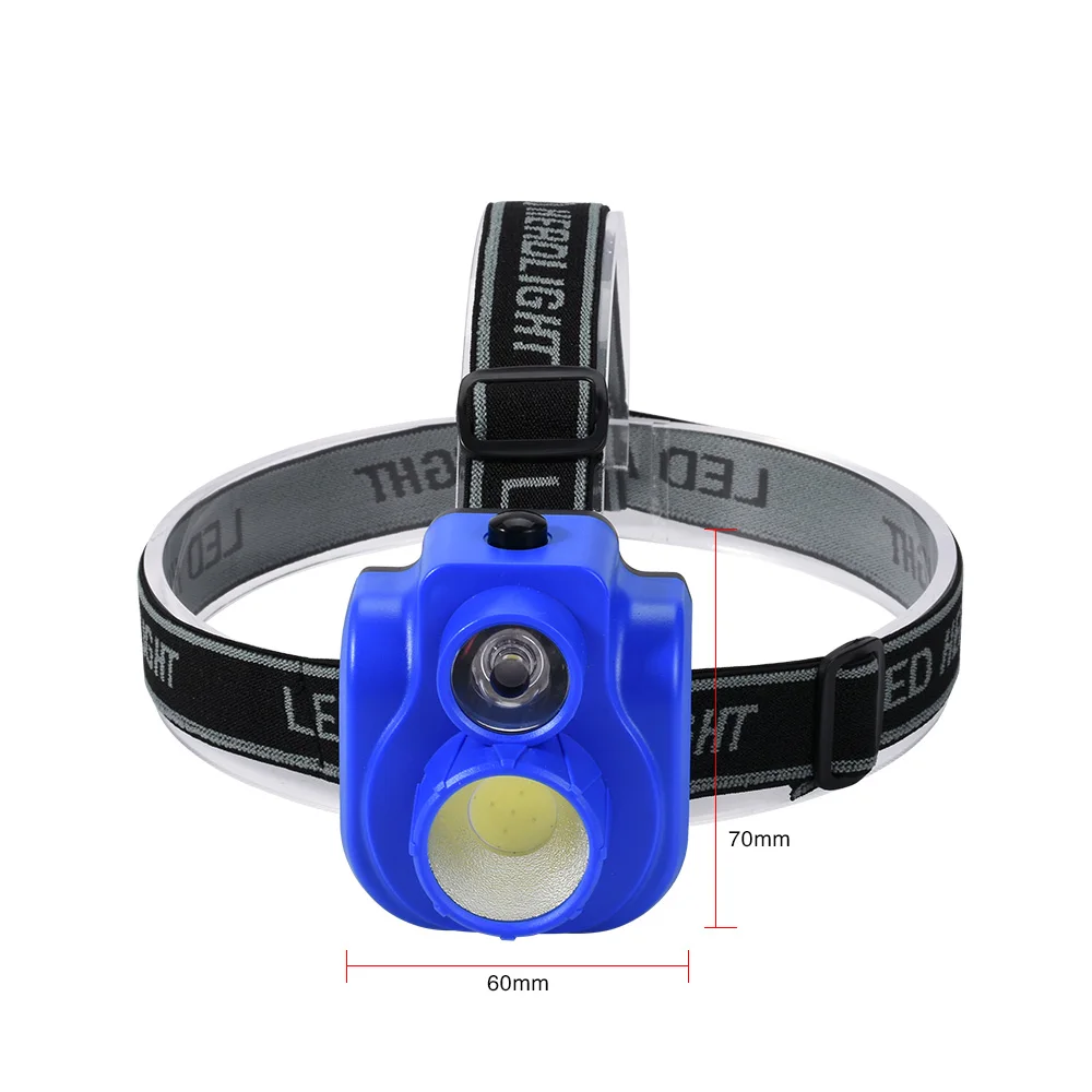 GIJOE led head light plastic cob headlamp 2019 new use 3*AA battery mini 2 bulbs by 1 switch waterproof camping | Освещение