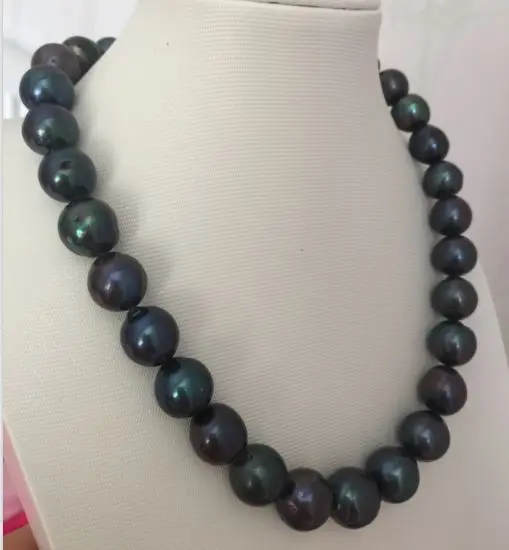 Женское ожерелье с барочным черным и зеленым жемчугом 12-13 мм 18 дюймов 925s - купить