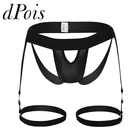 Мужское сексуальное нижнее белье, открытые трусы-брифы, нижнее белье с подвязками и о-образными кольцами