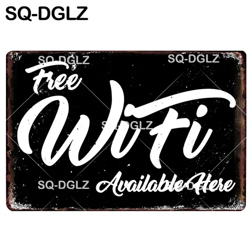 [SQ-DGLZ] Бесплатный Интернет WiFi точка доступа Оловянная вывеска Настенный декор прибывают в темную сторону металлические поделки WiFi зона плавок художественный плакат - Цвет: 1335