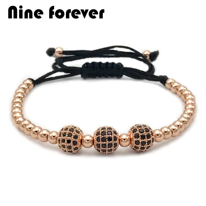 Женский и мужской браслет Nine forever черное плетение макраме с шариками|bead bracelet|bracelet