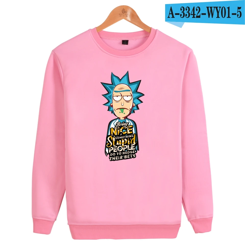 Rick and morty/толстовки с принтом; Модные Повседневные пуловеры с капюшоном; осенние мужские толстовки с капюшоном и круглым вырезом; Rick and morty - Цвет: pink