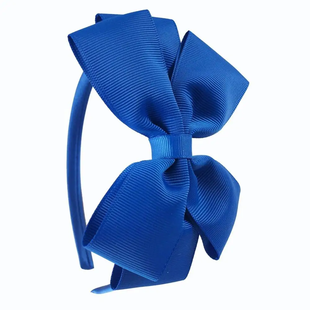 electric blue 4,5 дюймов обувь для девочек плотная повязка на голову детские конфеты цвета покрыты оголовье с Grosgrain ленты лук обручи ручной работы головной убор - Цвет: electric blue