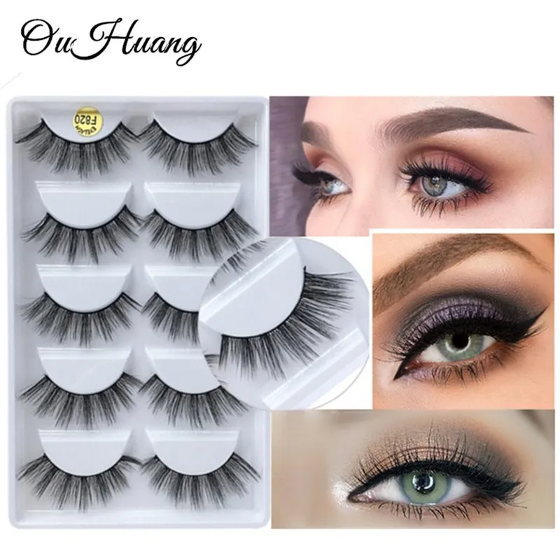 Новые 5 пар Многоразовые натуральные накладные ресницы для макияжа толстые