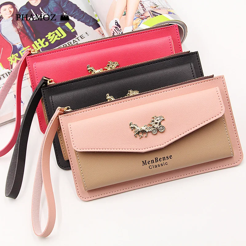 PHAMOZ модные роскошные длинные деньги кожаный телефон большой клатч для женщин на