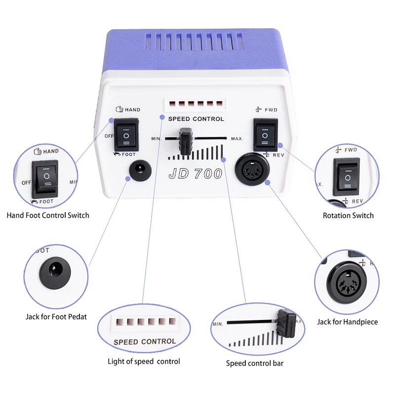 Электрическая дрель для ногтей фиолетового цвета оборудование дизайна маникюра
