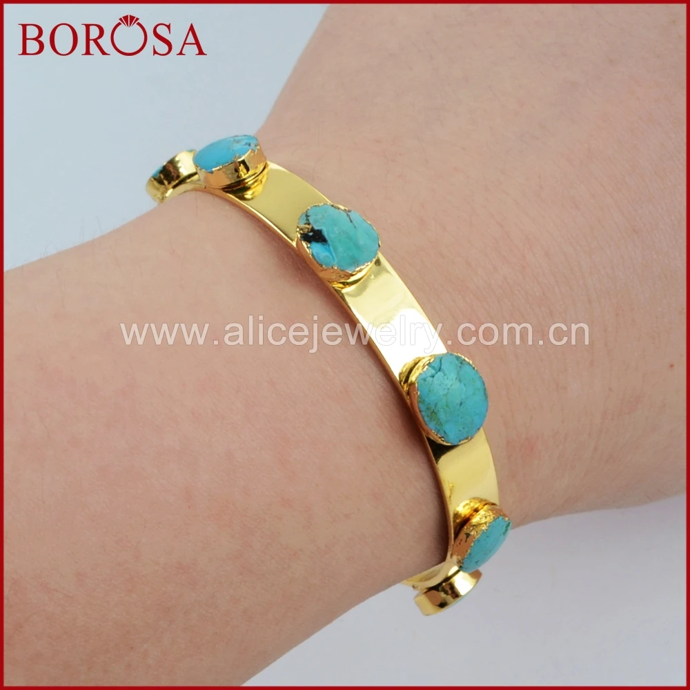 BOROSA 1 шт. Новая коллекция золотого цвета семь натуральных синих камней бирюзовый
