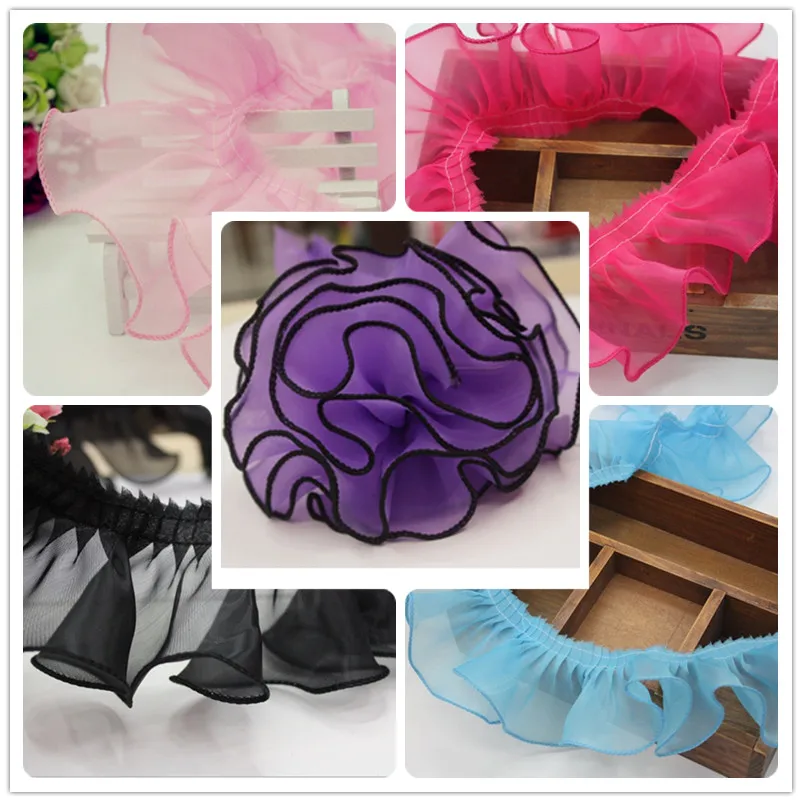 5 ярдов/партия органза с оборками и жемчугом|lace trim|sewing accessorieslace fabric |