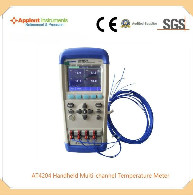 Applent at4204 Ручной Многоканальный Температура метр 4 каналов J/K/T/E/S/ n/B USB li-батареи |