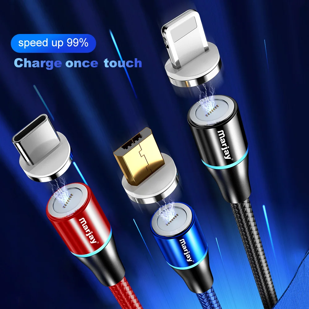 Магнитный кабель Marjay 2 м 3 А для быстрой зарядки 0 Micro USB Тип C iphone X Xs Max Samsung Xiaomi