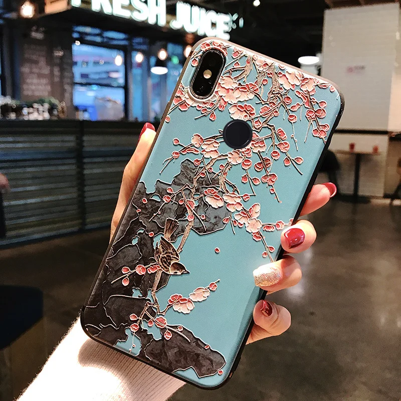 Мягкий чехол из ТПУ с объемным изображением цветка для Xiaomi mi 9 Lite mi 8 SE mi 5X mi A1 A2 на красном mi Note 7 6 8 Pro 5 Red mi 7 6A чехол