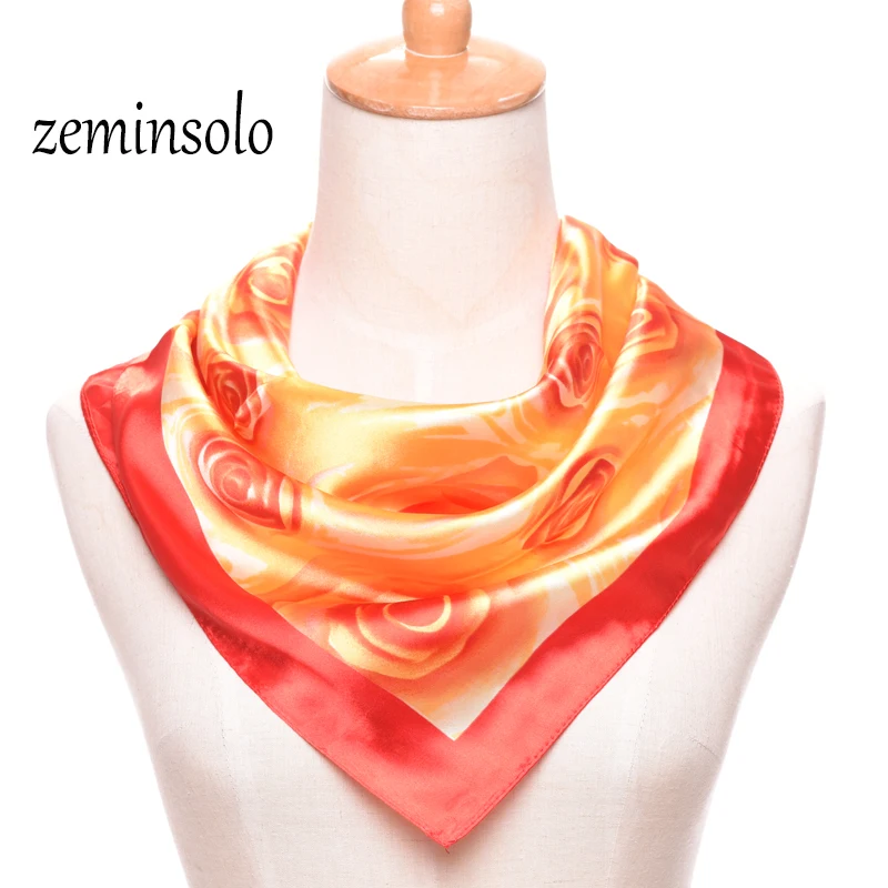 

New Arrival Women's Scarves Brand Satin Scarves Plaid 60*60cm Hot Sale Satin Square Silk Scarf Printed Female Shawl Hijab