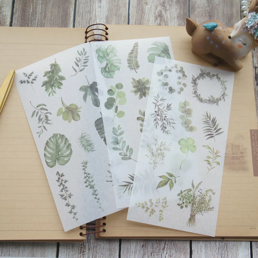 

3 sheets summer leaves washi Paper sticker as Scrapbooking DIY gift packing Label Decoration Tag party Decoration