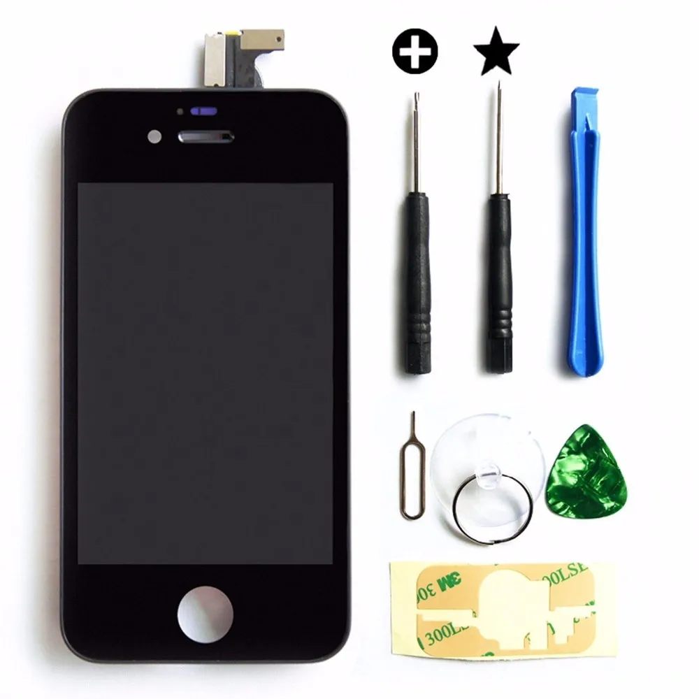 

ЖК-дисплей с передним экраном совместимый с iPhone 4s + дигитайзер сенсорного экрана в сборе + рамка + инструменты mmobiel