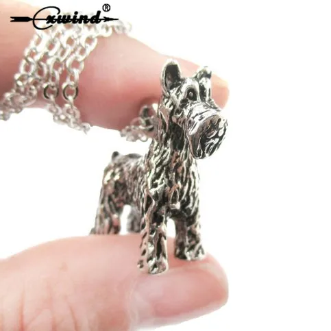 Винтажное ожерелье с подвеской Cxwind Schnauzer Bobtail объемным изображением животных