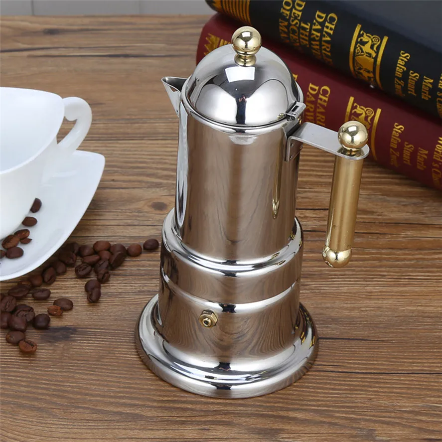 Новый кофейник из нержавеющей стали 1 шт. 200 мл Moka эспрессо Кофеварка Перколятор