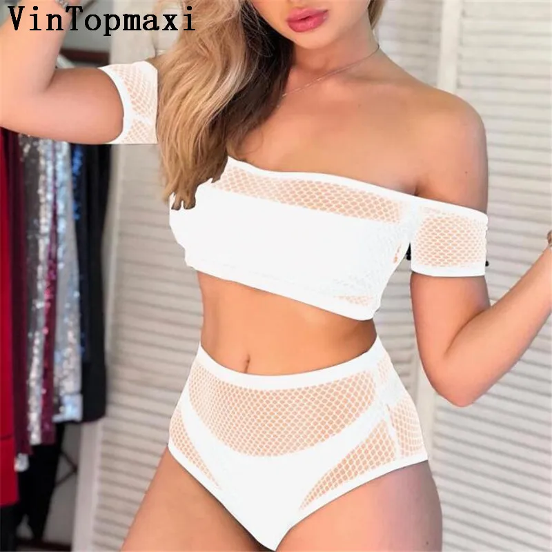 Прозрачный костюм из четырех предметов 2019 сексуальный сетчатый купальник с