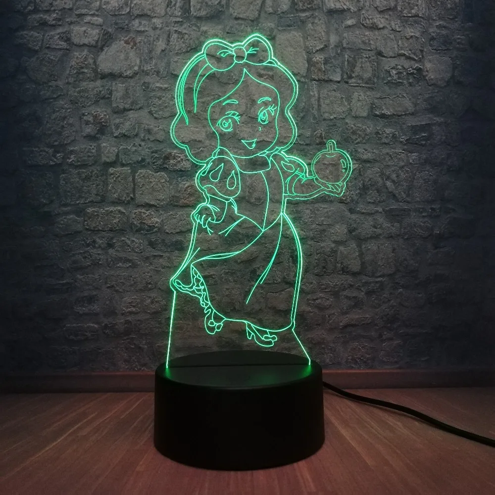 Мультфильм 3D LED USB лампа семь гномов актриса Принцесса Белоснежка Яблоко девушка