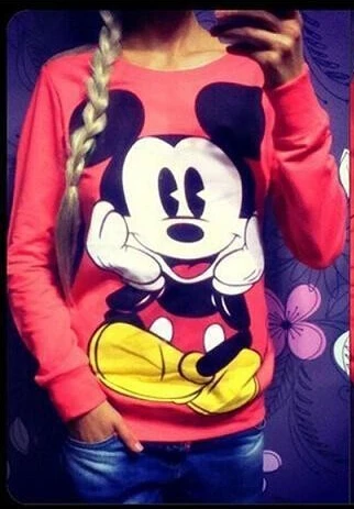 2017 New Spring Autumn Women/Girl minnie Mouse Print Suit cotton Women Cartoon Sweatshirt Hoodies Pullovers Tracksuit S-XL | Женская