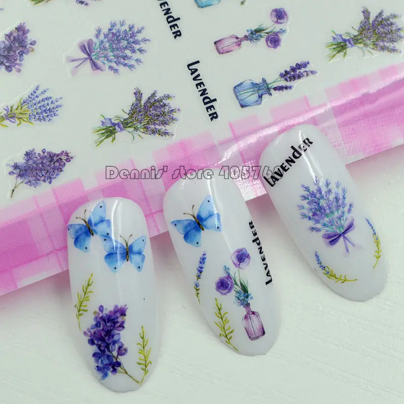 1 лист мистических цветов лотоса лаванда цветочный узор бабочки самоклеящиеся