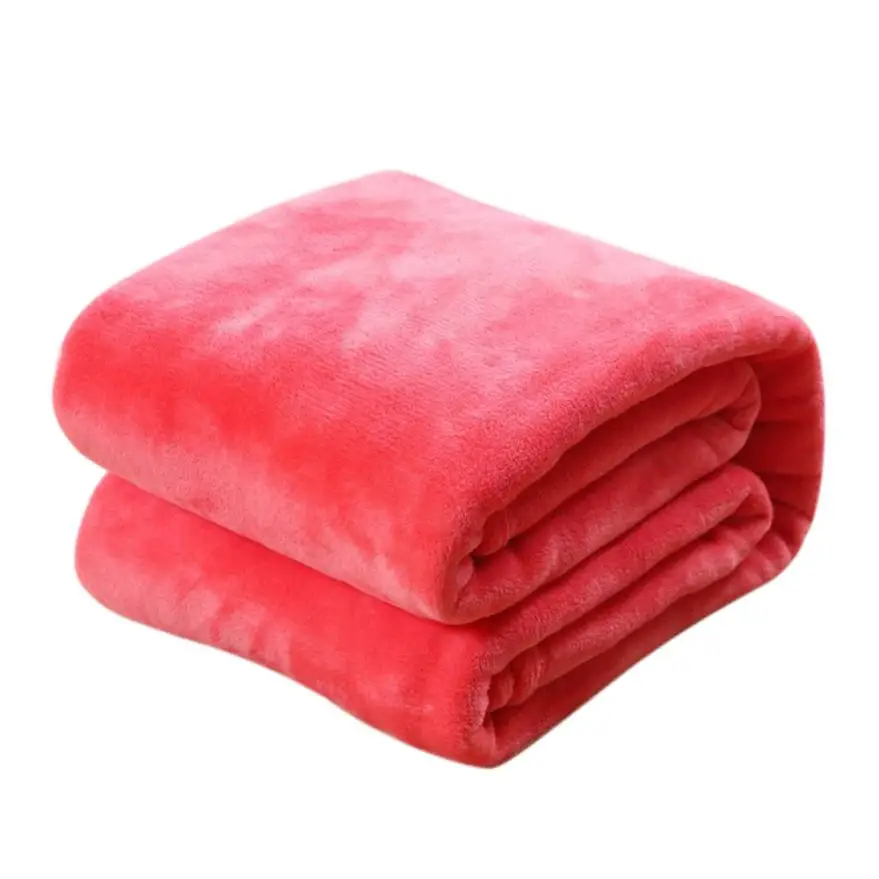 Watermelon Red 50x70 см переносное однотонное Надувное одеяло для дивана, фланелевое одеяло, зимняя теплая супер мягкая простыня для детей, домашний текстиль - Цвет: Watermelon Red