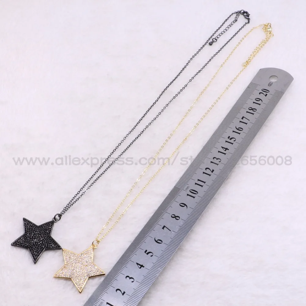 

Wholesale micro pave Zircon pendant necklace Star shape pendant necklace Fashion jewelry for lady slim Chain necklace 3522