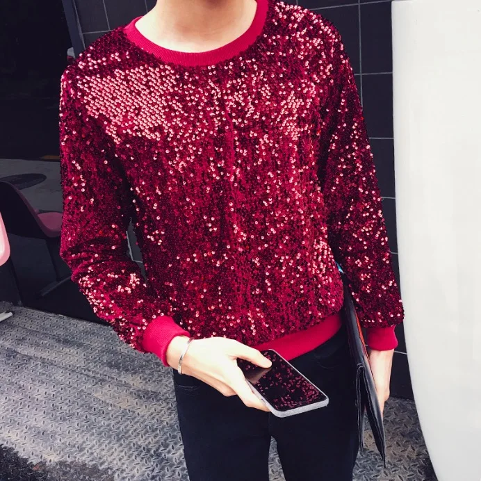 Bling shirts Harajuku мужские толстовки с капюшоном готические красные золотые блестки