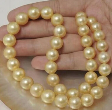 

Jew3109 10-11 MM SOUTH SEA GOLD NATURAL PEARL NECKLACE