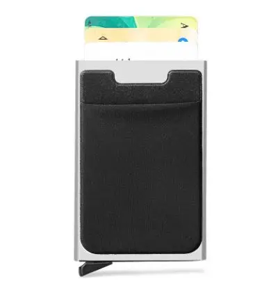 silver with black2 Мужской алюминиевый кошелек с задним карманом ID держатель для Карт RFID Блокировка мини тонкий металлический кошелек автоматический всплывающий кошелек для кредитных карт - Цвет: silver with black2
