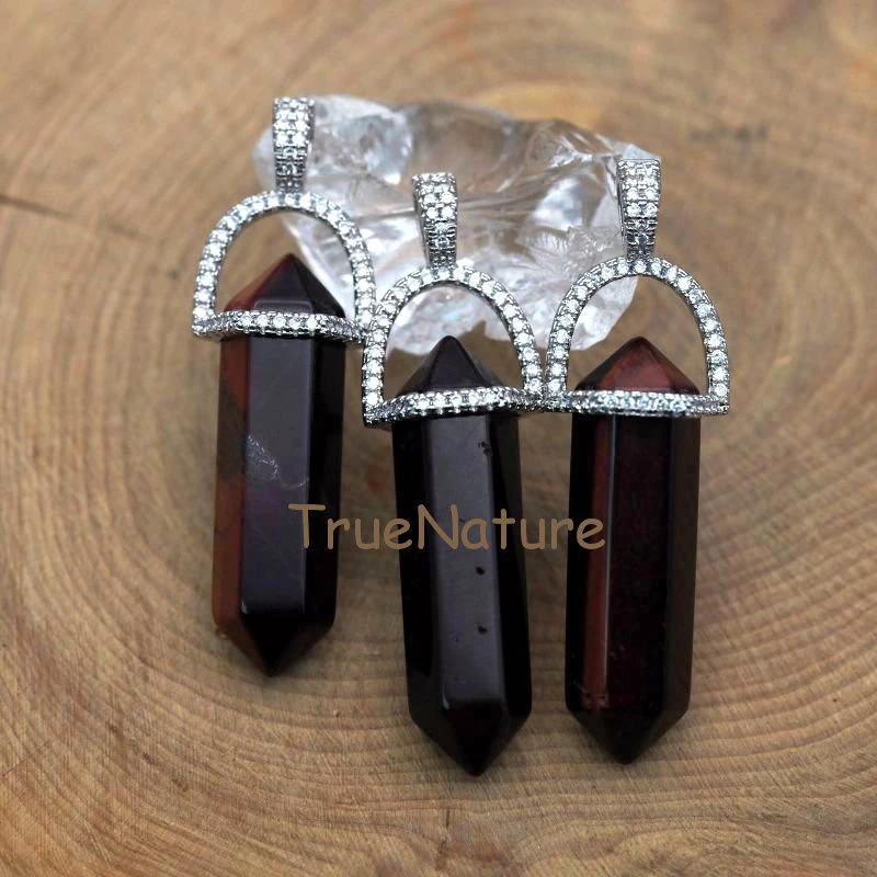 Натуральный красный тигровый глаз камень ювелирные изделия с двойным концом