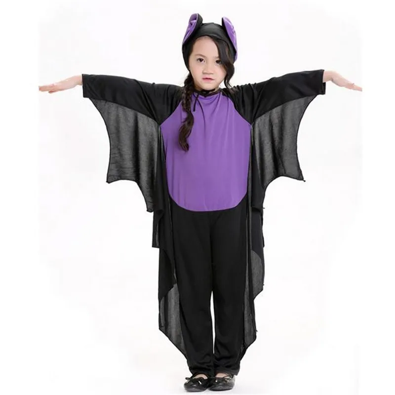 2017 Новый Детский фиолетовый костюм на Хэллоуин карнавальный летучей мыши