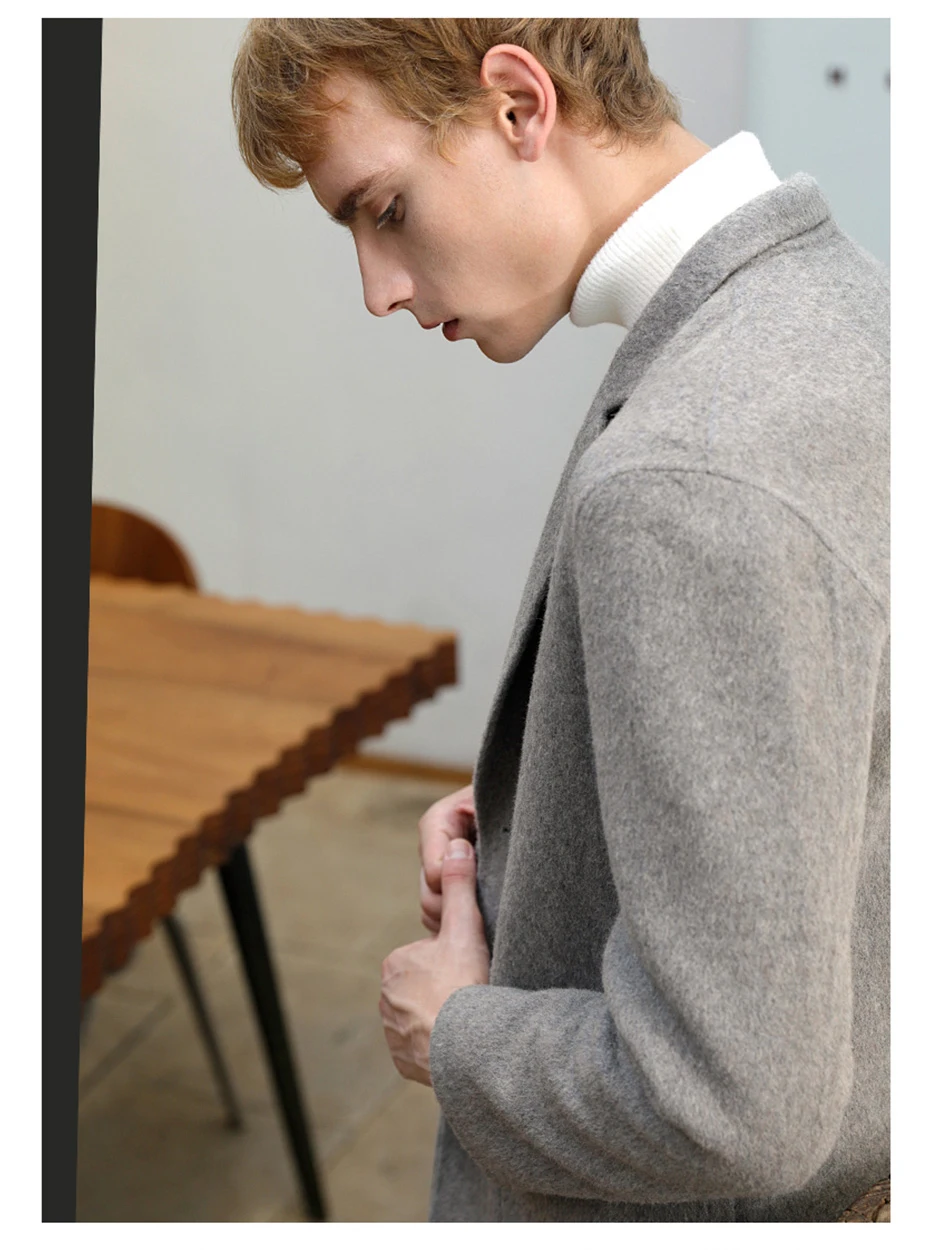 Markless, Мужская шерстяная куртка средней длины и пальто, jaqueta masculina,, зимнее толстое теплое шерстяное пальто, chaqueta hombre, WTA8163M