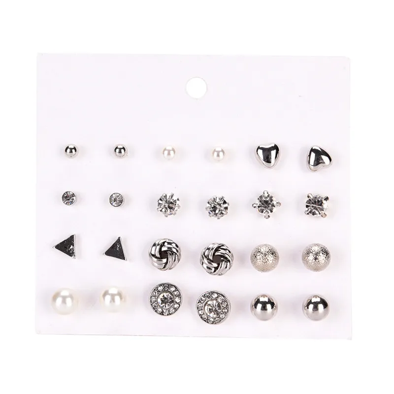 12 пар/компл. элегантный блестящий золотой цвет серьги набор Сердце Звезда