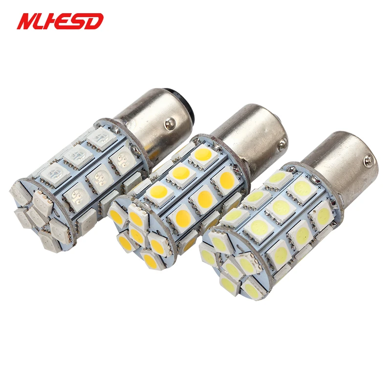 

2pcs 1156 1157 27smd 5050 BA15S BAY15D BAU15S P21W P21/5W led Car Brake Parking Tail Turn signal light bulb12V white red