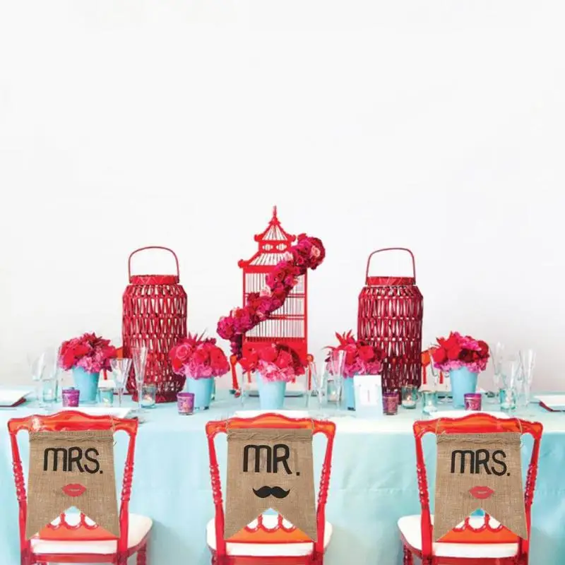 Г н Mrs. Джутовый баннер на стул набор жениха невесты знак деревенский Свадебные