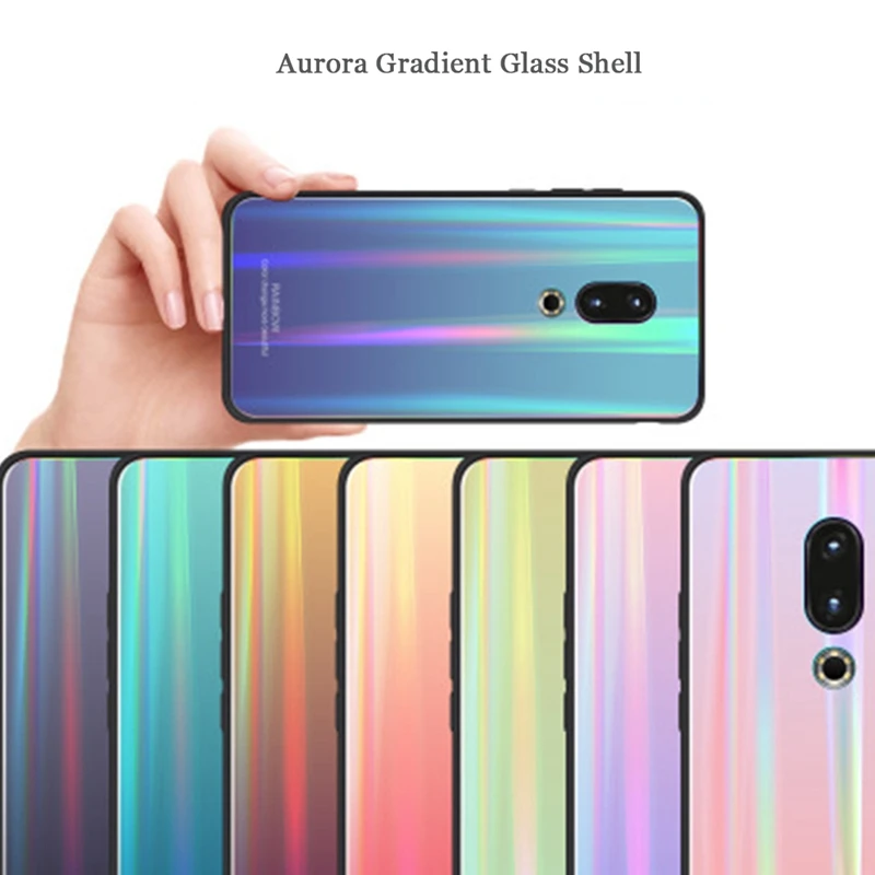 OLLIVAN градиент закалённое Защитное стекло для Meizu 16th случае мода Радуга Мягкая