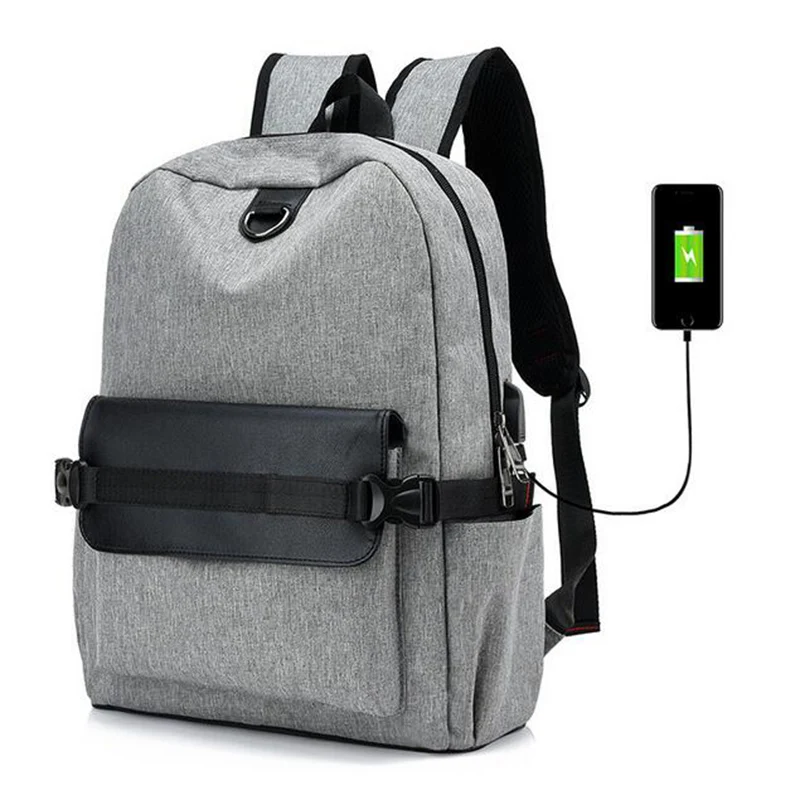 OZUKO Новые повседневные школьные сумки USB модный рюкзак для ноутбука с функцией