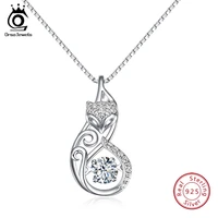 orsa jewels 925 sterling silver pendants necklaces for women aaa cubic zircon fox animal pendant box chain silver jewelry osn53