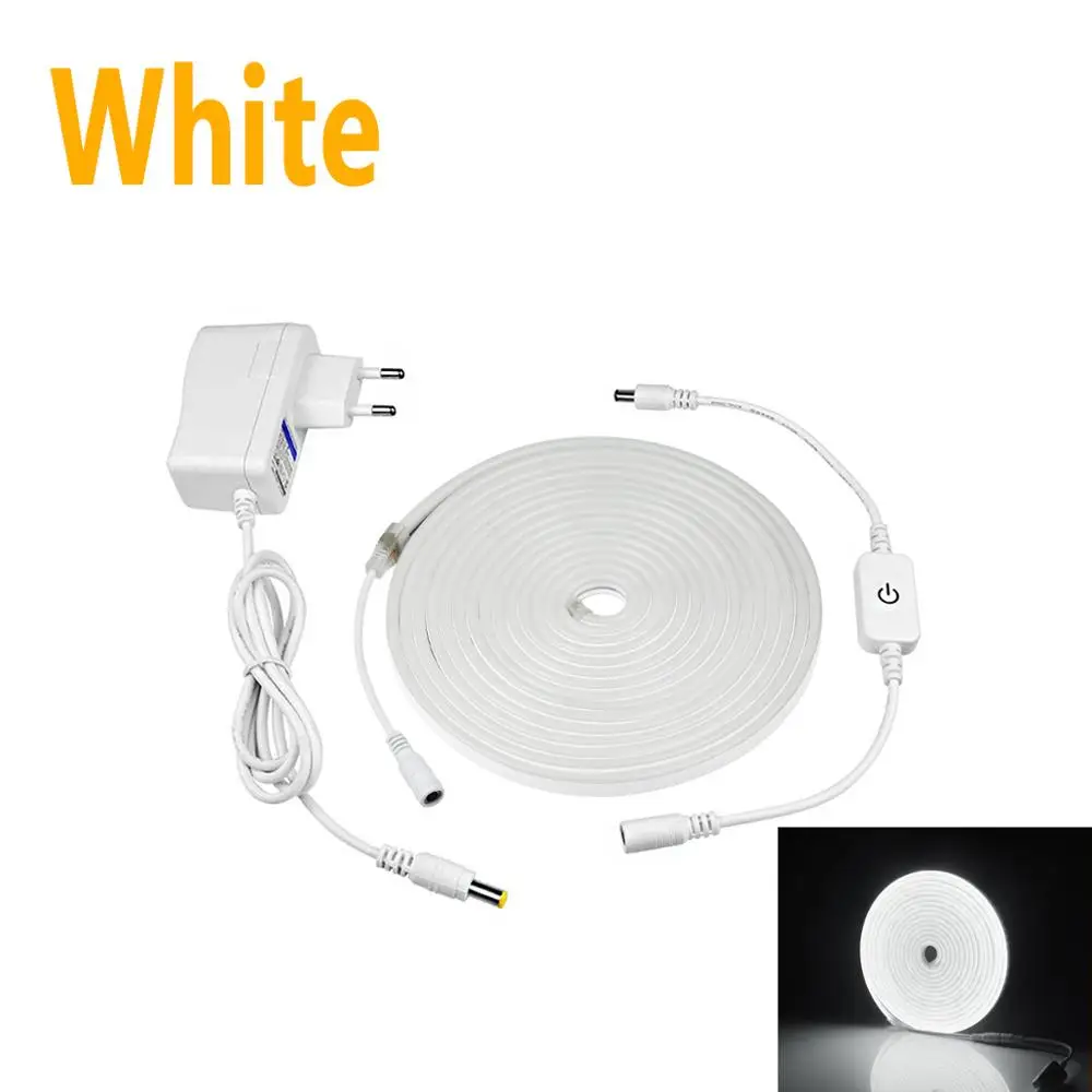 White EU Plug Светильник Ambi, неоновый светильник, лента RGB, Светодиодная лента, светильник 12 В, ТВ ПОДСВЕТКА, Диодная лента, наружная декоративная лампа с сенсорным регулятором яркости - Испускаемый цвет: White EU Plug