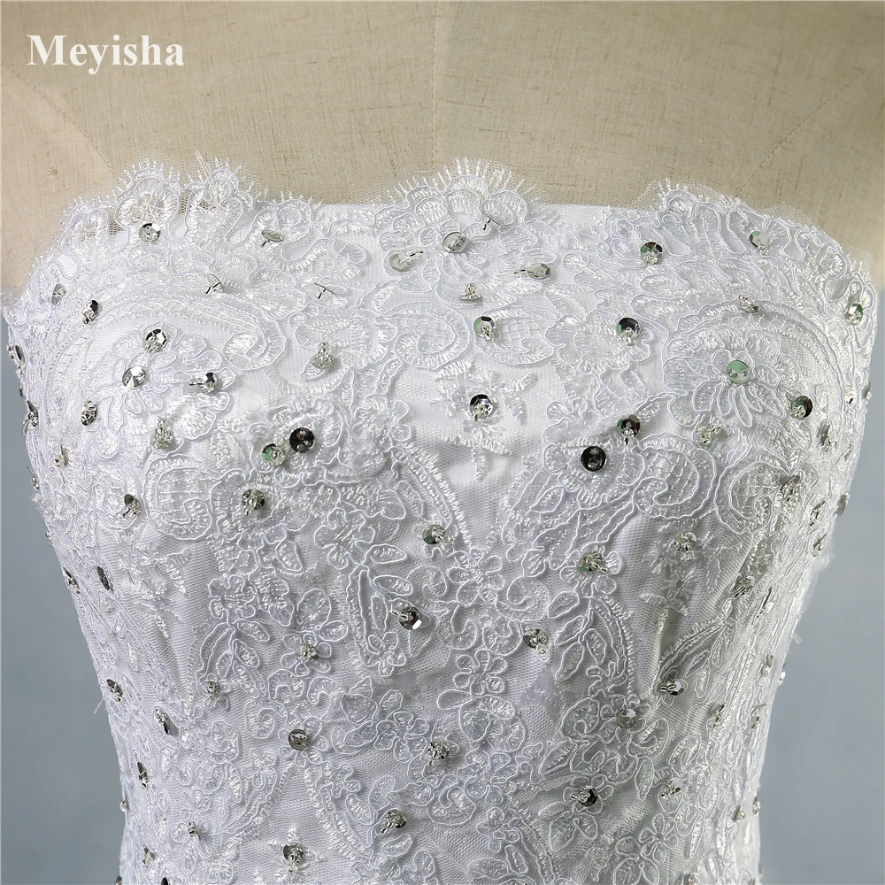 ZJ9061 кружева нижний Белый Кот Пром платье со шнуровкой сзади Свадебные платья 2019