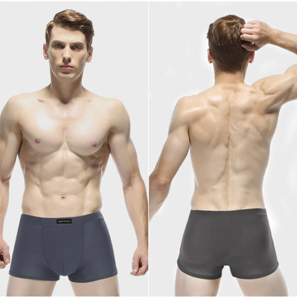 Мужское нижнее белье комфортные дышащие Однотонные трусы-боксеры синего цвета |