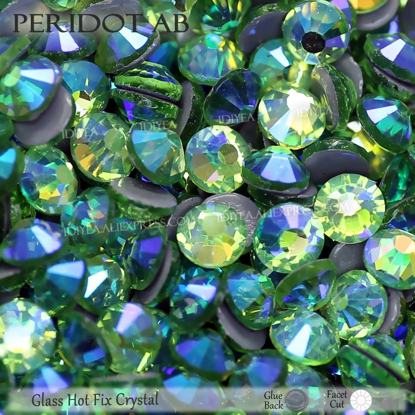 Peridot AB AB цвета Горячая фиксация Стразы SS6 SS10 SS16 SS20 SS30 Стразы flatback исправление камней Кристаллы Блестки для одежды свадебное платье - Цвет: Peridot AB