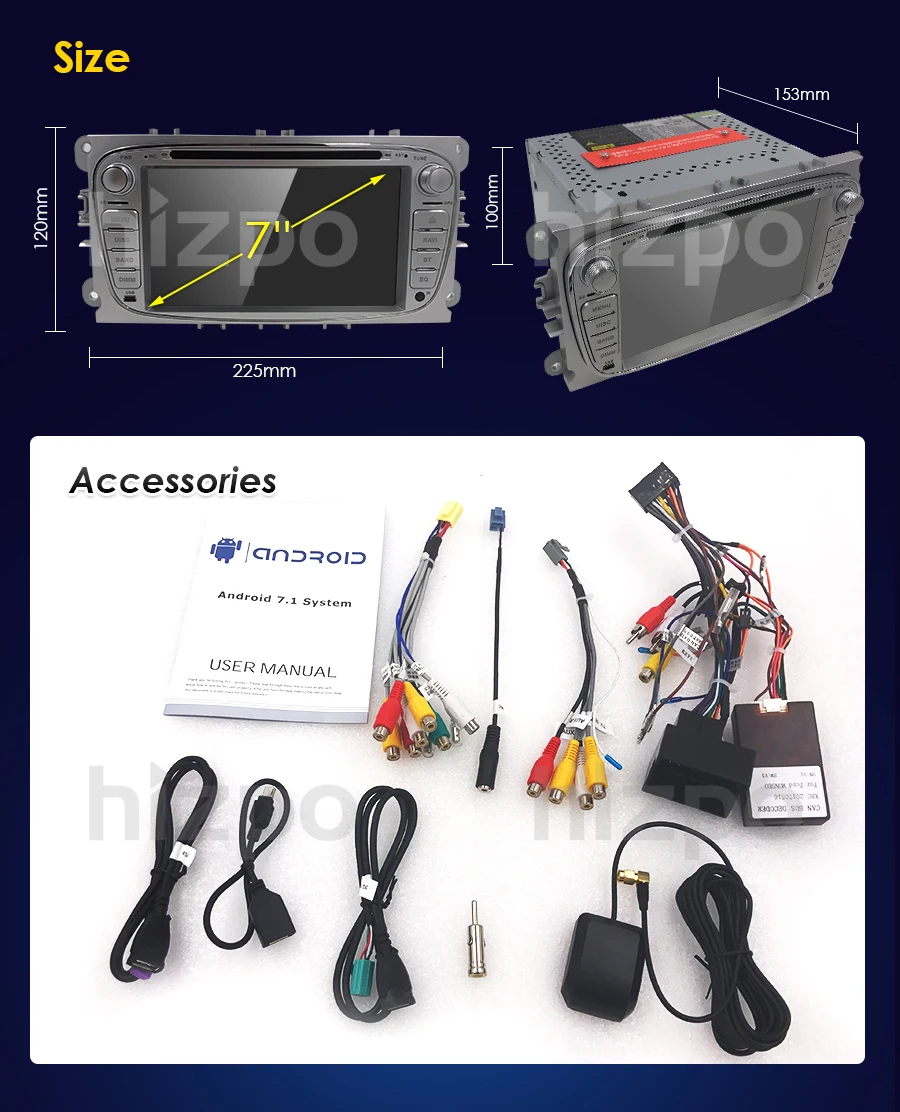 2Din Android 7 1 gps Авторадио dvd плеер автомобиля для Ford Focus 2 S C 2008 2011 Mondeo Fiesta galaxy